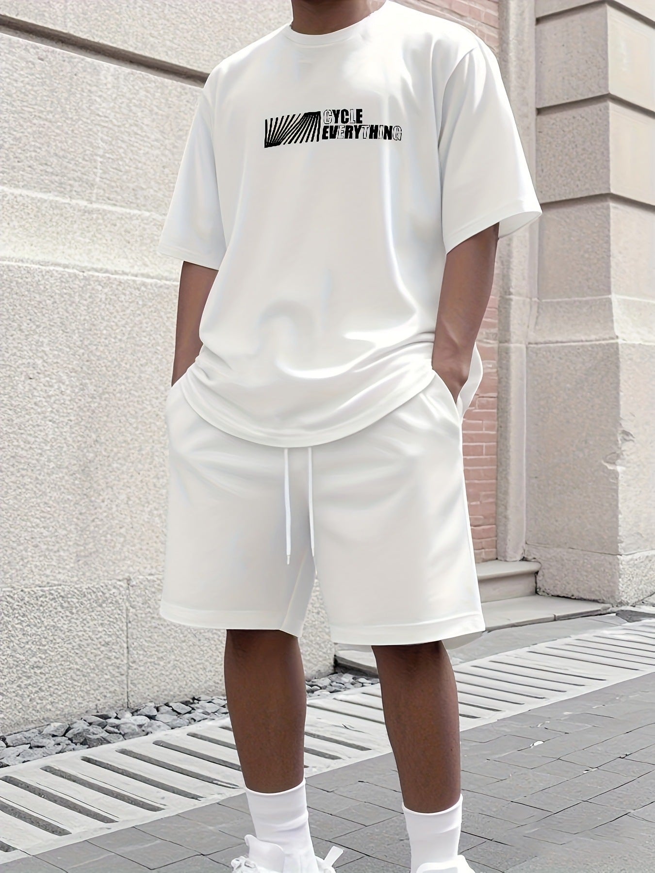 Men's Summer Jogging Suit Short Sleeve T-Shirt and Shorts Set