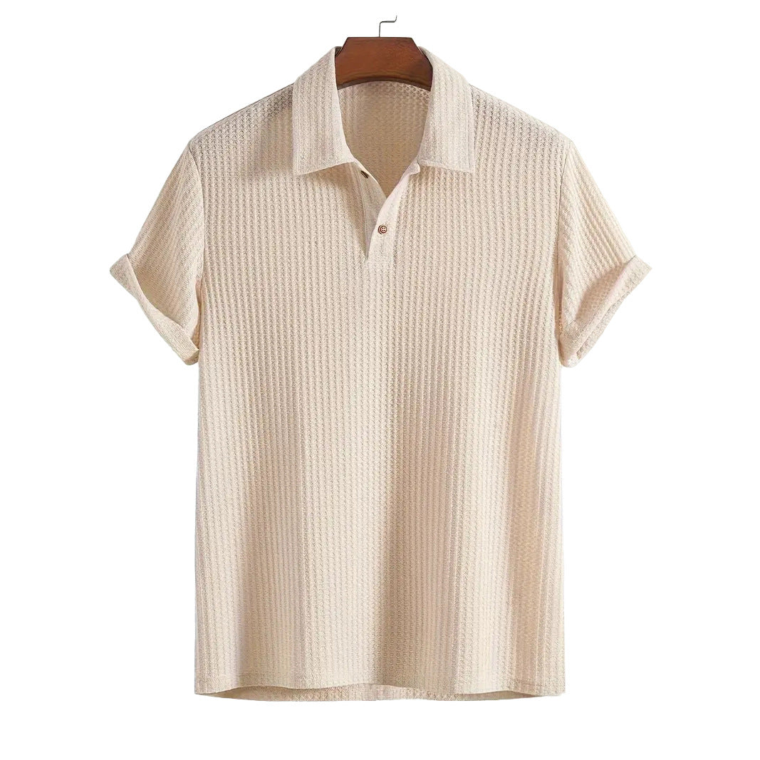 Mens Quilted Lapel Polo Shirt