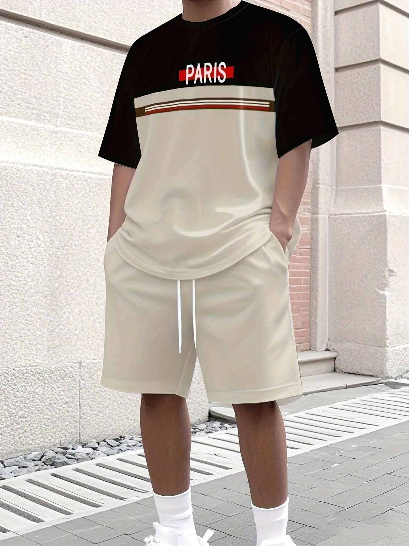 Men's Summer Jogging Suit Short Sleeve T-Shirt and Shorts Set
