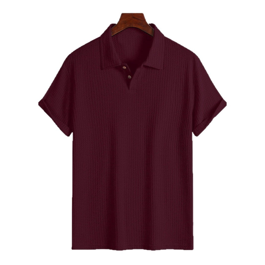 Mens Quilted Lapel Polo Shirt