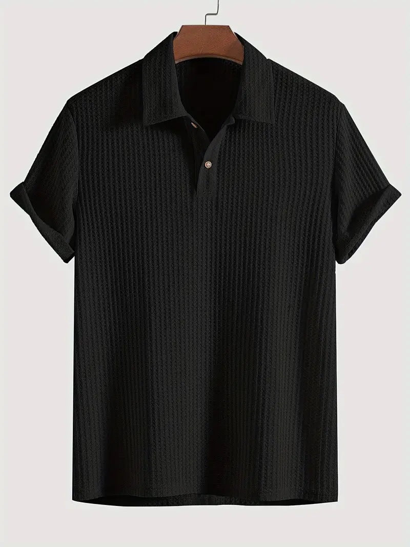 Mens Quilted Lapel Polo Shirt