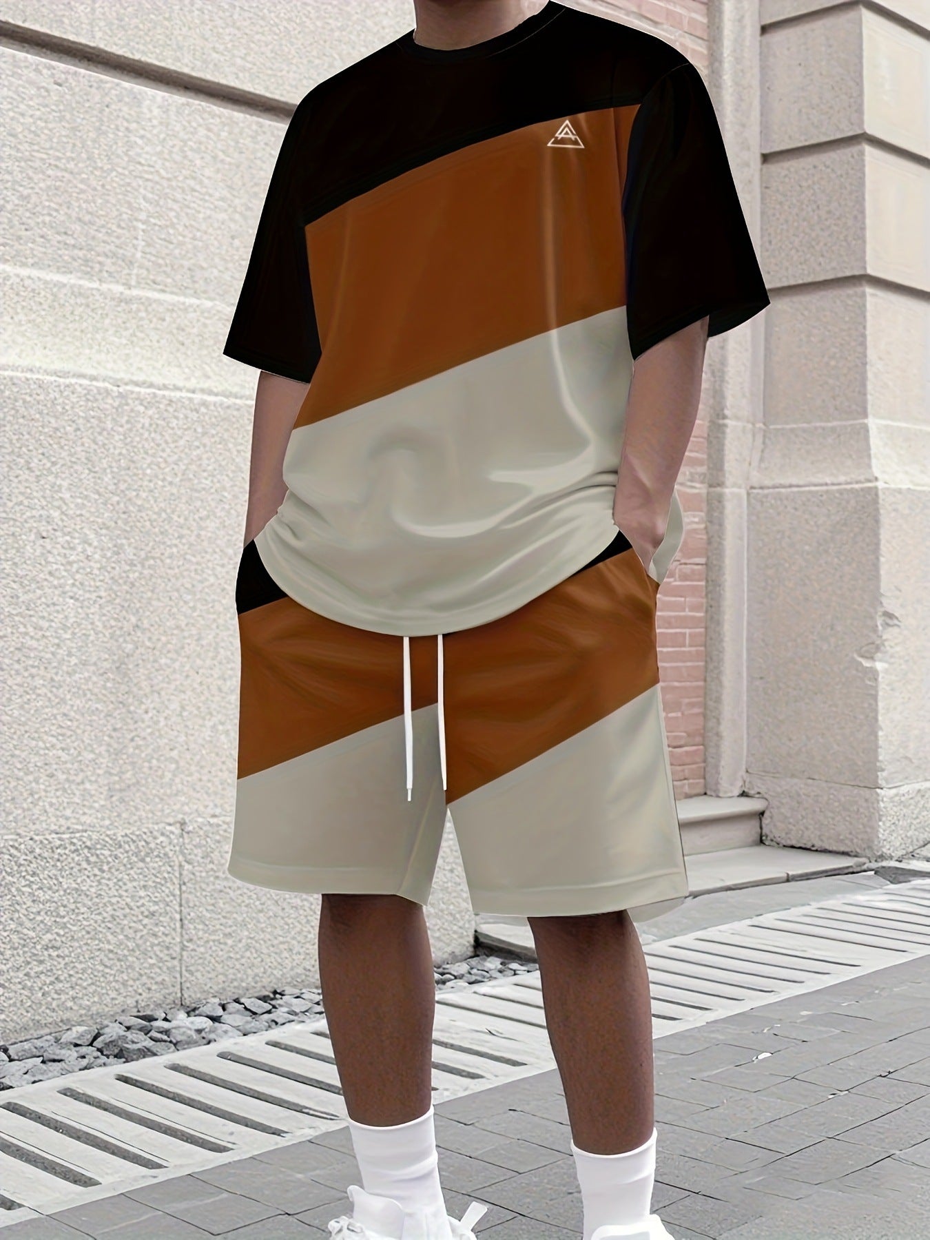 Men's Summer Jogging Suit Short Sleeve T-Shirt and Shorts Set