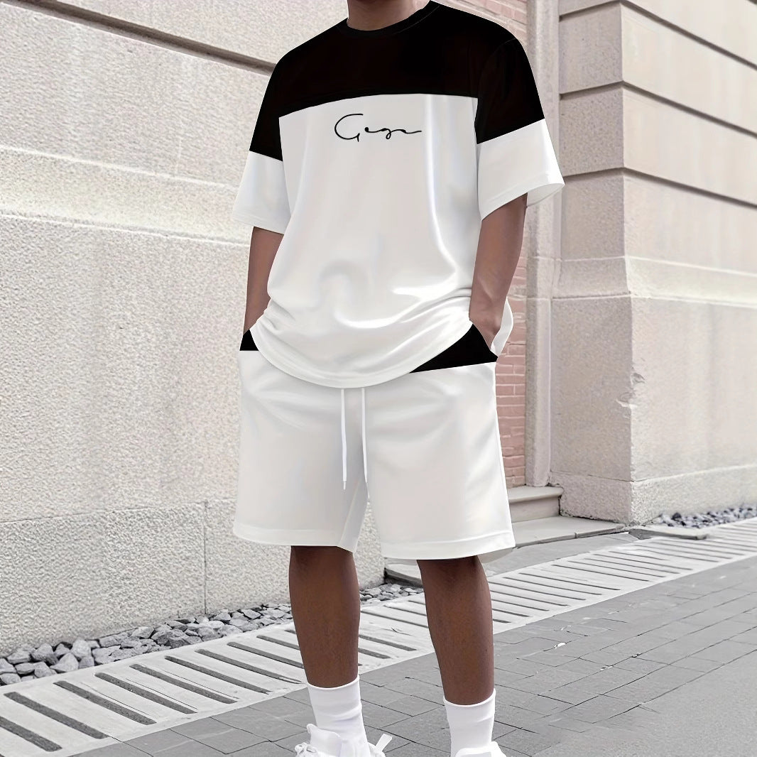 Men's Summer Jogging Suit Short Sleeve T-Shirt and Shorts Set