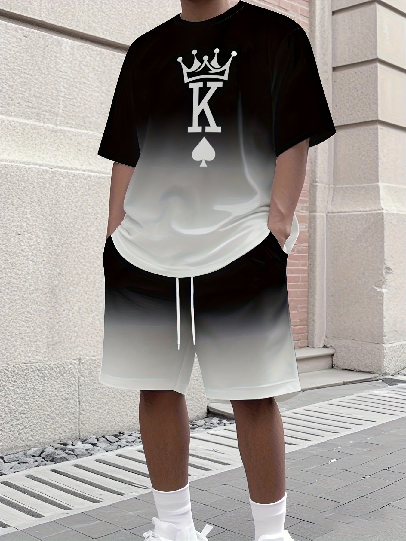 Men's Summer Jogging Suit Short Sleeve T-Shirt and Shorts Set