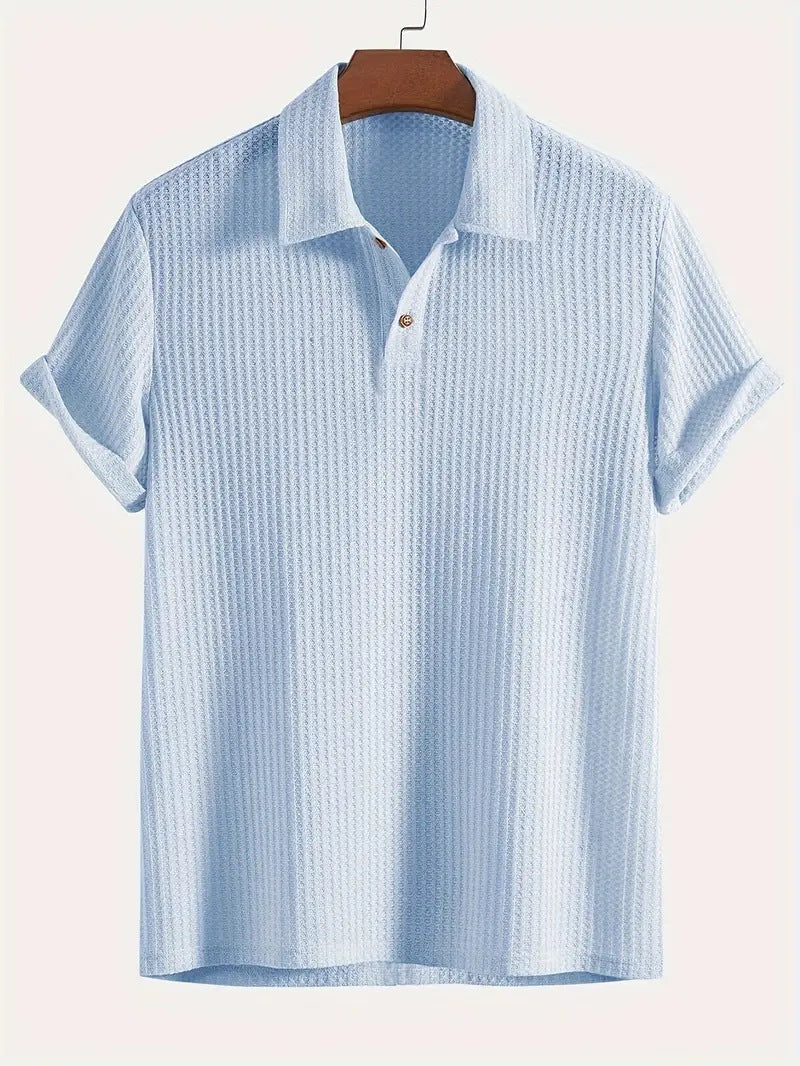 Mens Quilted Lapel Polo Shirt
