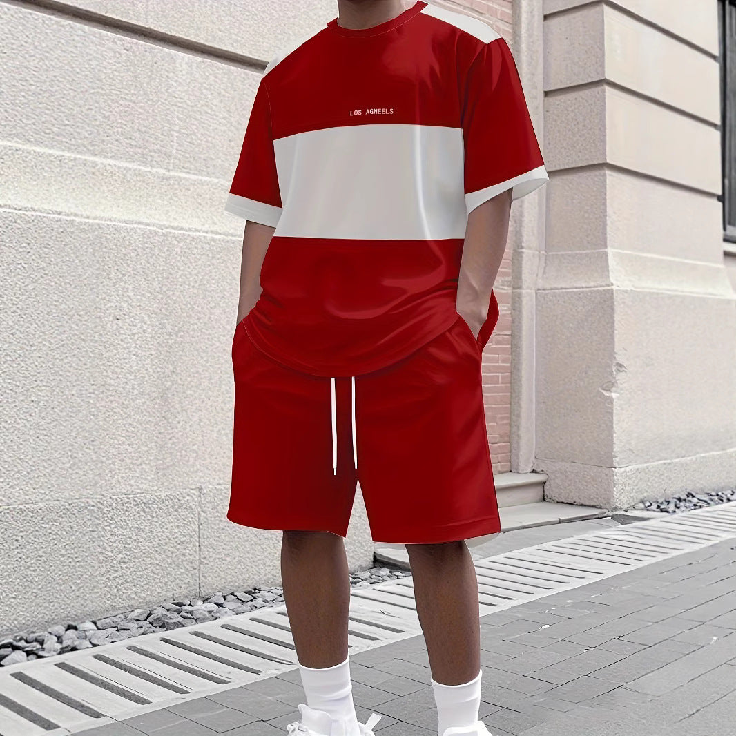 Men's Summer Jogging Suit Short Sleeve T-Shirt and Shorts Set