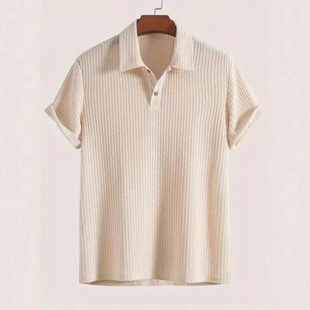 Mens Quilted Lapel Polo Shirt