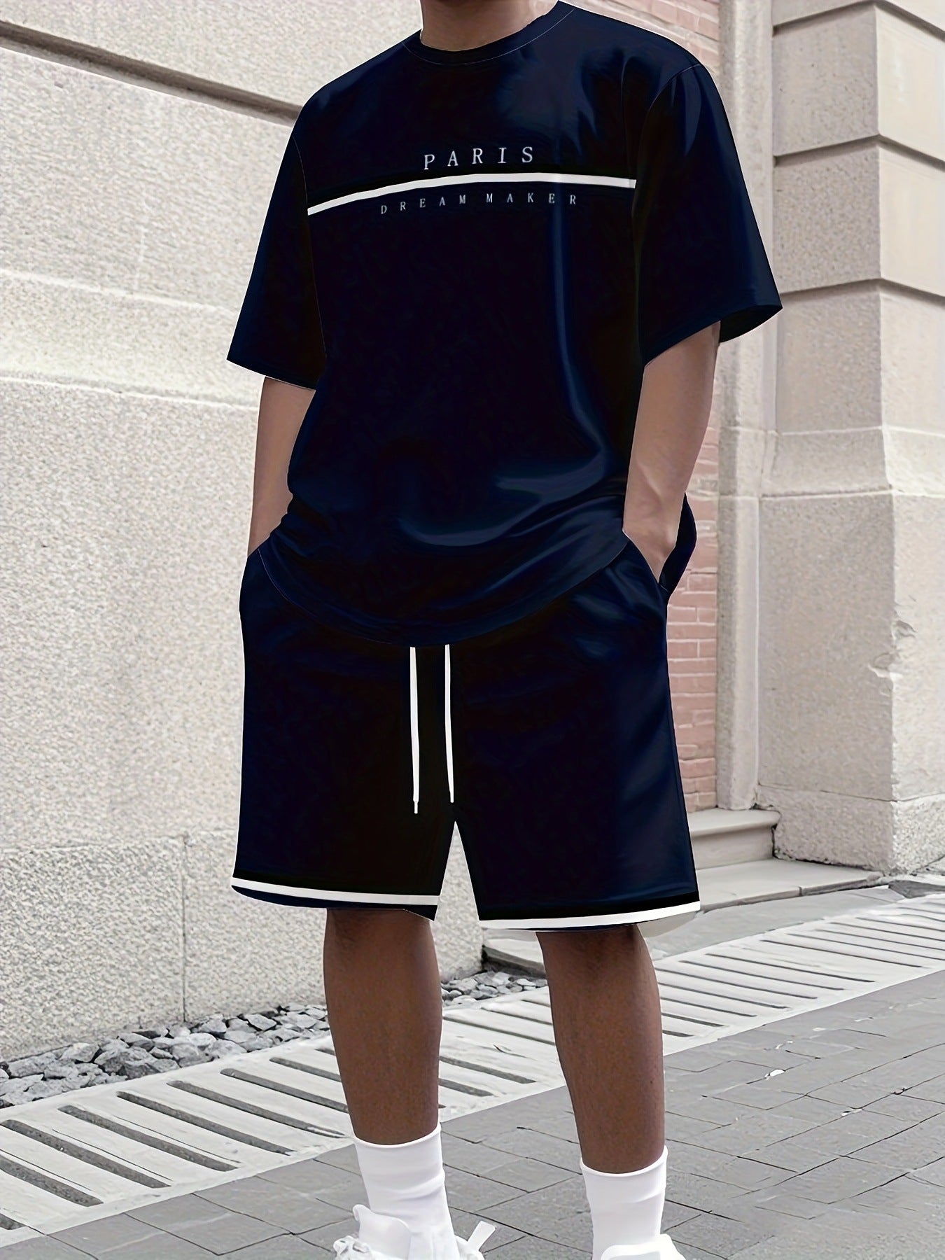 Men's Summer Jogging Suit Short Sleeve T-Shirt and Shorts Set