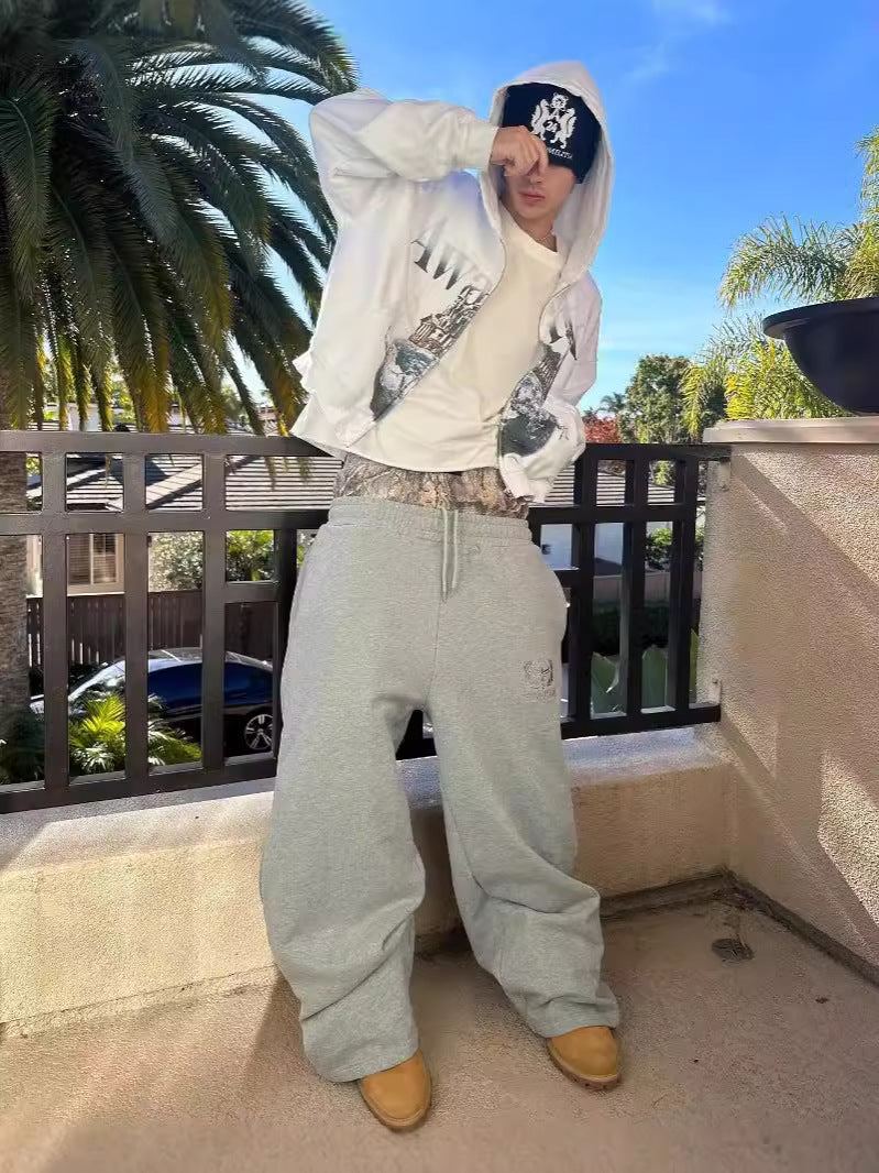 Men's Street Fashion Embroidery Straight Pants
