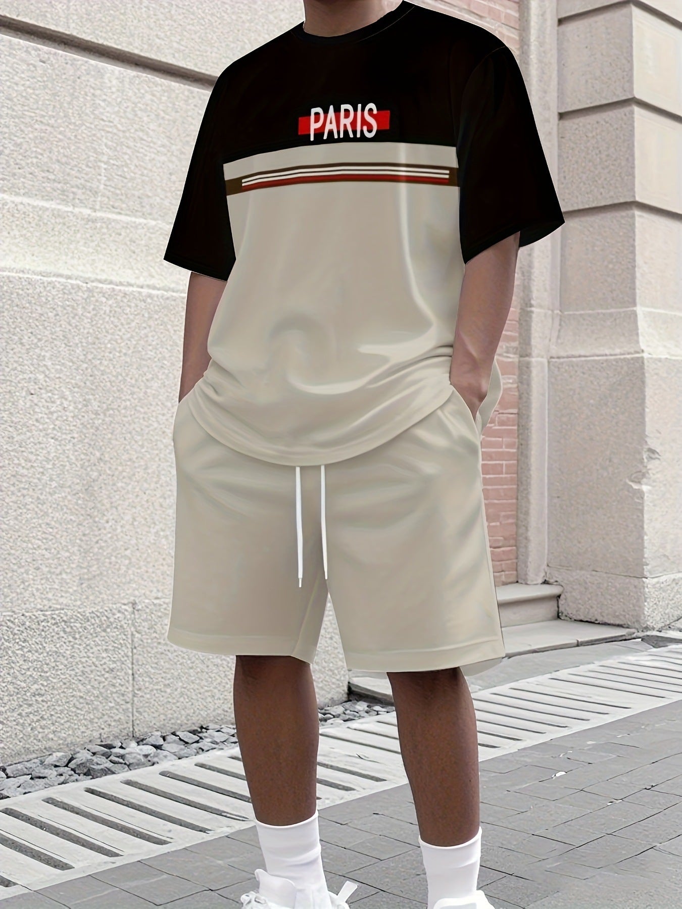 Men's Summer Jogging Suit Short Sleeve T-Shirt and Shorts Set