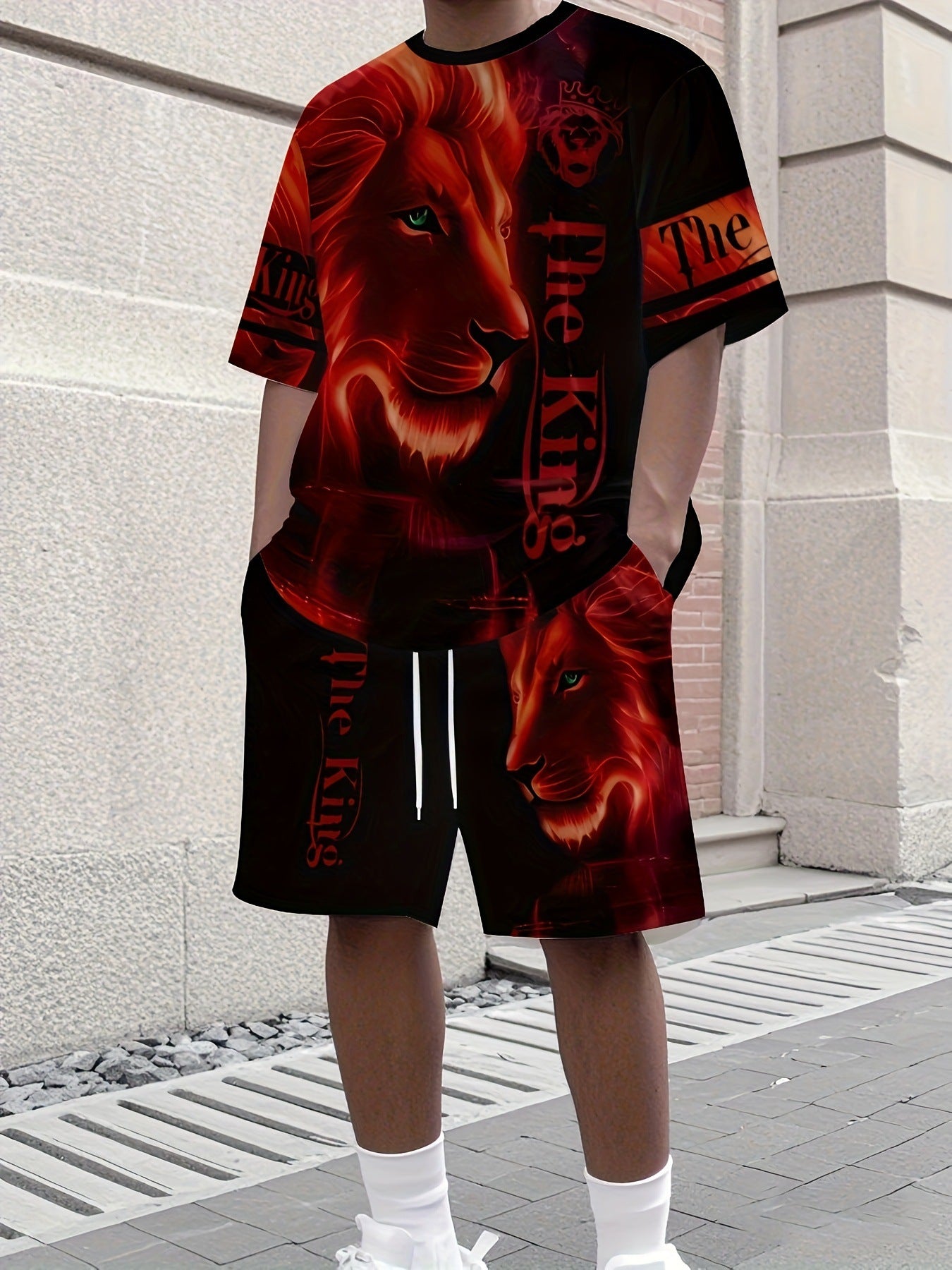 Men's Summer Jogging Suit Short Sleeve T-Shirt and Shorts Set