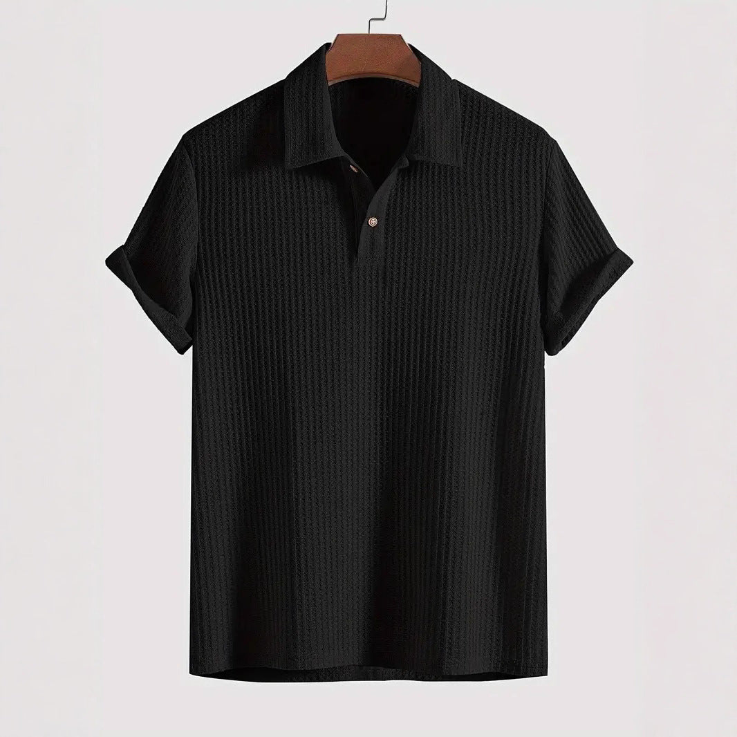 Mens Quilted Lapel Polo Shirt