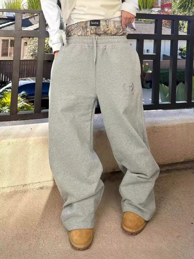 Men's Street Fashion Embroidery Straight Pants