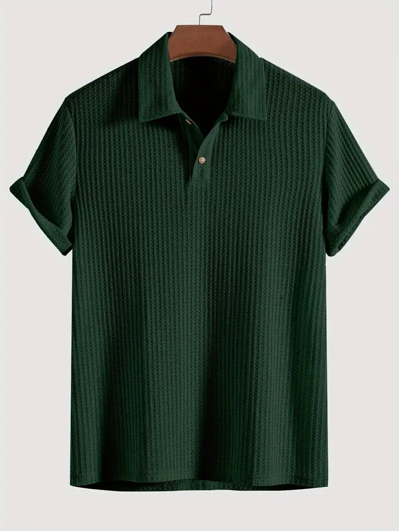 Mens Quilted Lapel Polo Shirt