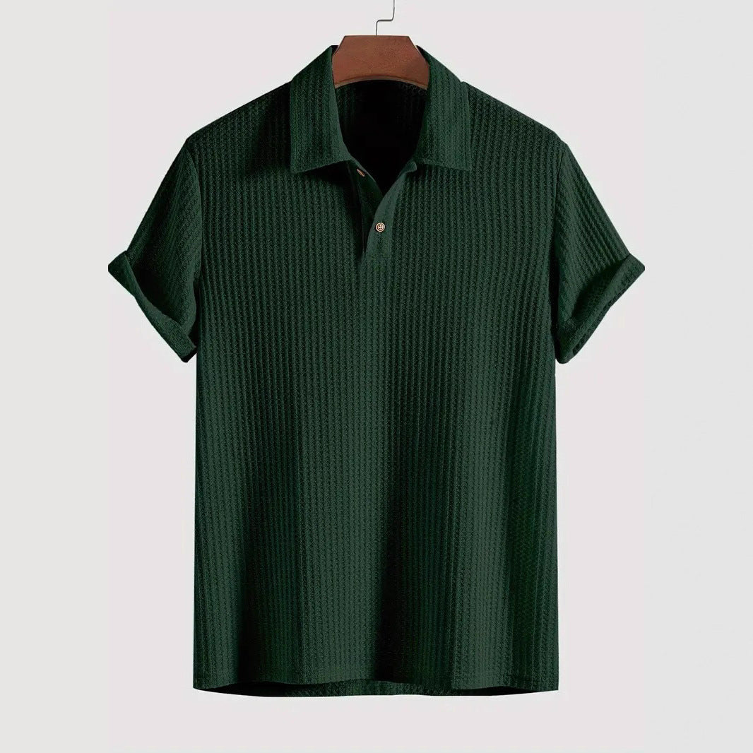 Mens Quilted Lapel Polo Shirt